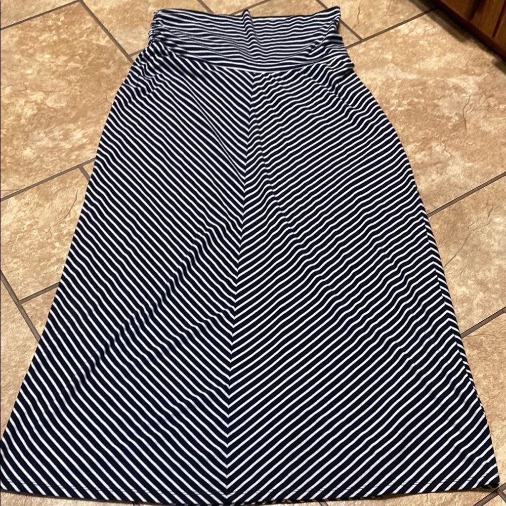 Blue and White Maternity A-Line Maxi Skirt  Medium Comfy Postpartum Casual Fall